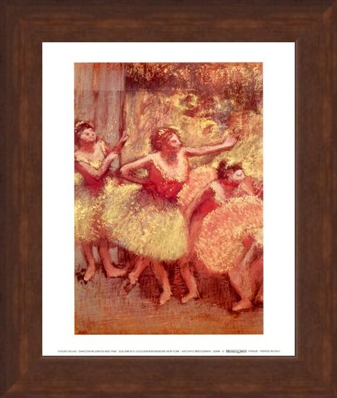 Framed Framed Dancers in Lemon and Pink - Edgar Degas