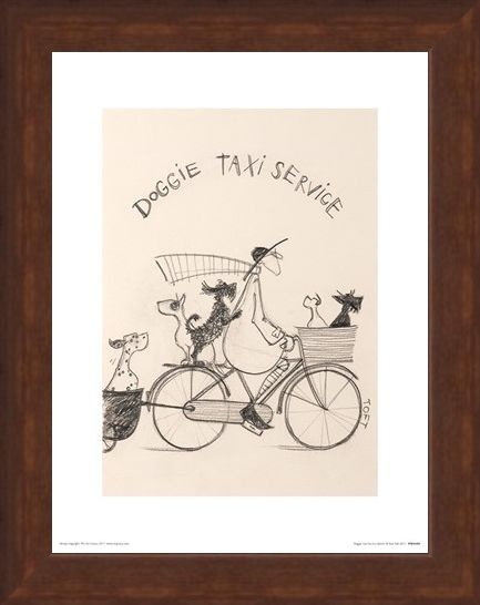 Framed Framed Doggie Taxi Service Sketch - Sam Toft