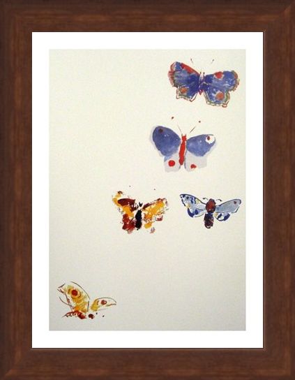 Framed Framed Five Butterflies - Odilon Redon