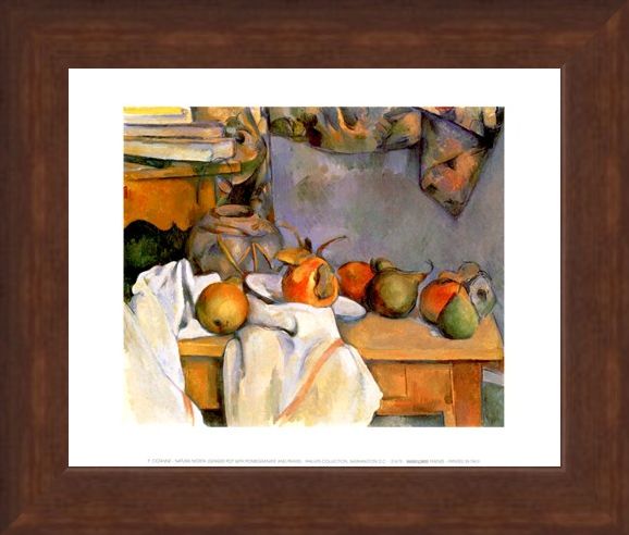 Framed Framed Ginger Pot with Pomegranate and Pears - Paul Cezanne