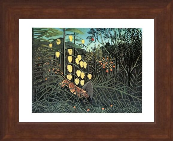 Framed Framed Giungla Con Bufalo Assalito Da Una Tigre - Henri Rousseau
