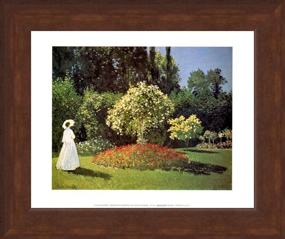 Framed Framed Woman in the Garden at Sainte Adresse - Claude Monet