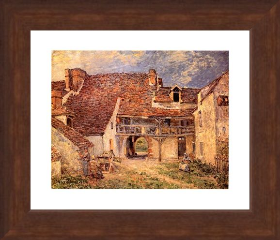 Framed Framed La Cour De Ferme - Alfred Sisley