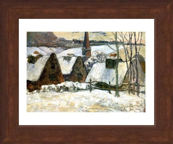 Framed Framed Village Breton Sous La Neige - Paul Gauguin