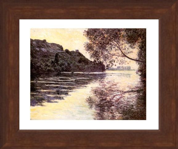 Framed Framed Effet De Soleil Couchant Sur La Seine At Port-Ville - Claude Monet