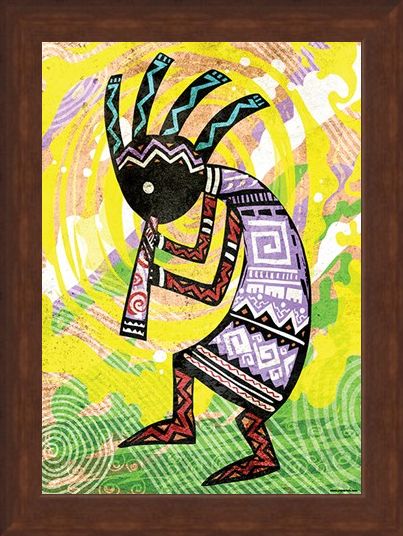 Framed Framed Kokopelli - Ancient Fertility God