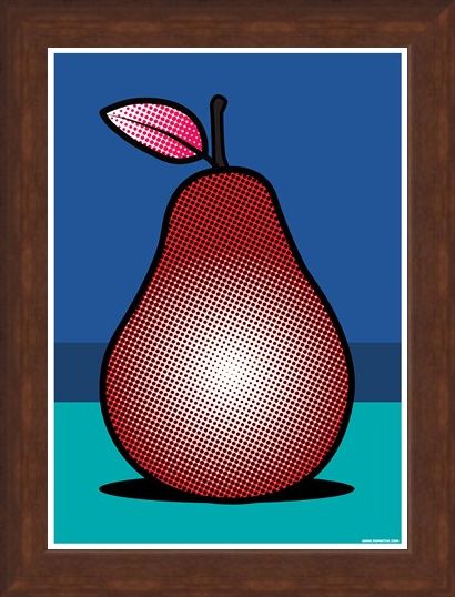 Framed Framed A Pop Art Pear - Red Fruit