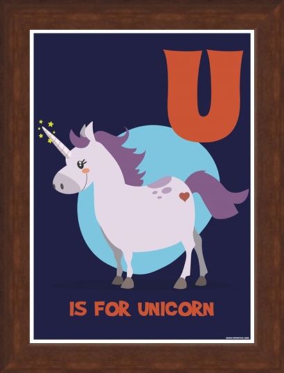 Framed Framed U Is For Unicorn - Learning With Pictures