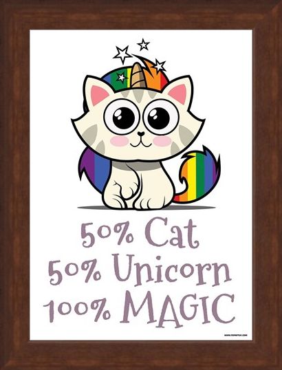Framed Framed Rainbow Kitty - 50% Cat, 50% Unicorn, 100% Magic