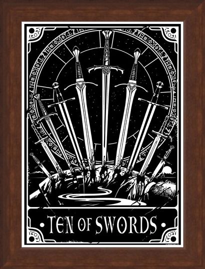 Framed Framed Ten Of Swords - Deadly Tarot
