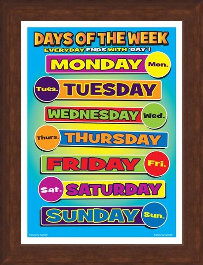 Framed Framed Days Of Week - Seven Days of Learning