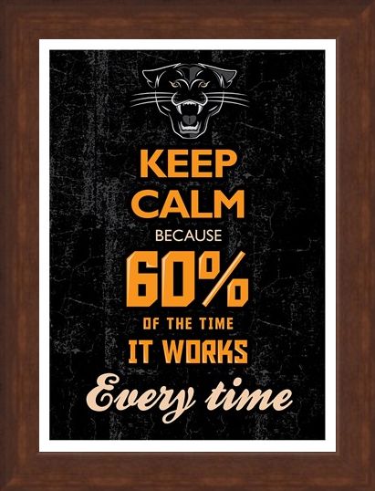 Framed Framed 60% Of The Time It Works Every Time - Keep Calm & Carry On