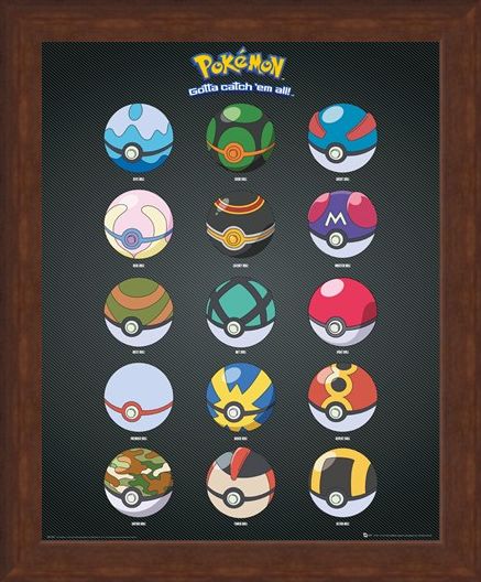 Framed Framed Pokeballs - Pokemon