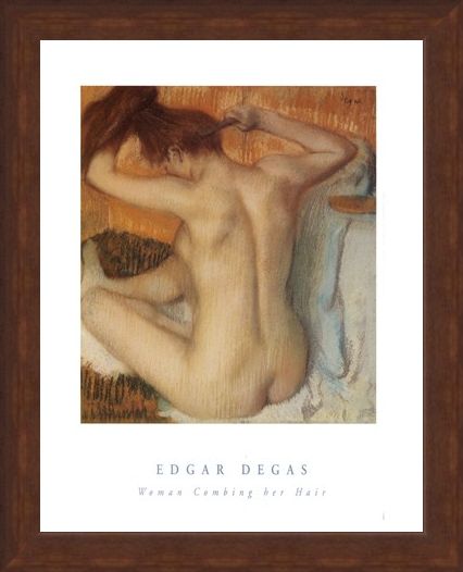 Framed Framed Woman Combing her Hair - Edgar Degas