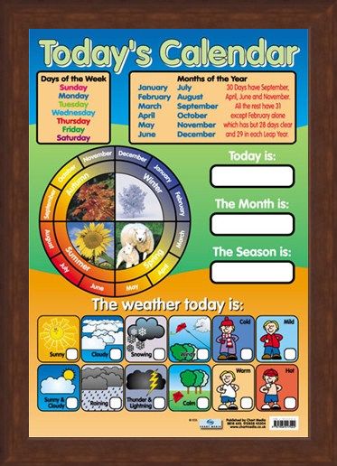 Framed Framed Today's Calendar - Educational Children's Chart