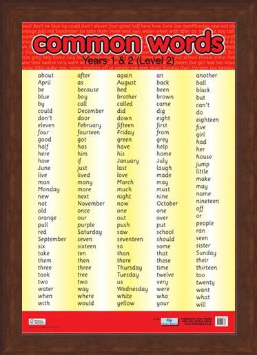 Framed Framed Common Words Level 2 - Educational Children's Chart