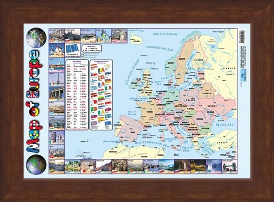 Framed Framed Map Of Europe - Educational Map