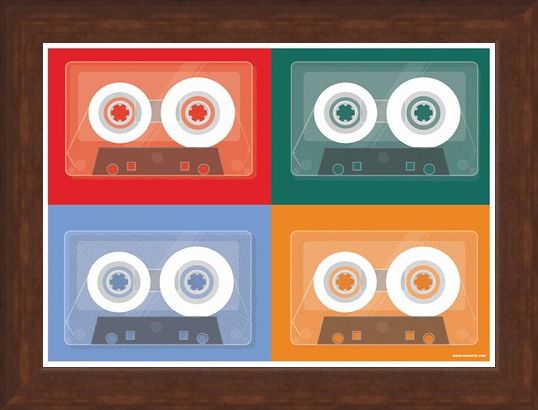 Framed Framed Colourful Tapes - Cassette Quad