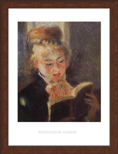 Framed Framed Reading - Auguste Renoir