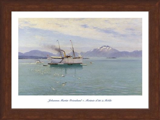 Framed Framed Matinée d'Eté à Molde (Morning on the Moldefjord) - Johannes Martin Grimelund