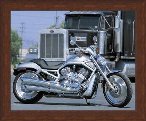 Framed Framed Silver Machine - Harley Davidson