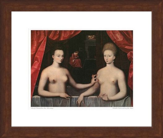 Framed Framed Gabrielle d'Estrees and one of her Sisters - School of Fontainbleau