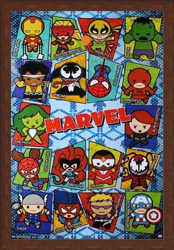 Framed Framed Kawaii Grid - Marvel
