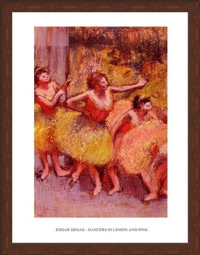Framed Framed Dancers in Lemon & Pink - Edgar Degas
