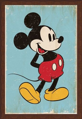 Framed Framed Retro Mickey Mouse - Walt Disney