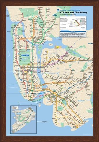 Framed Framed New York Subway - Subway Map of New York