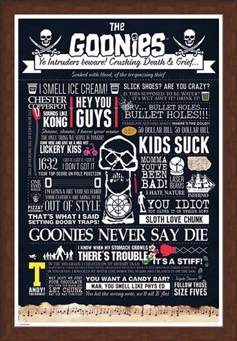 Framed Framed Intruders Beware - The Goonies Typographic