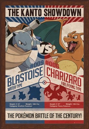 Framed Framed Red v Blue The Kanto Showdown - Pokémon