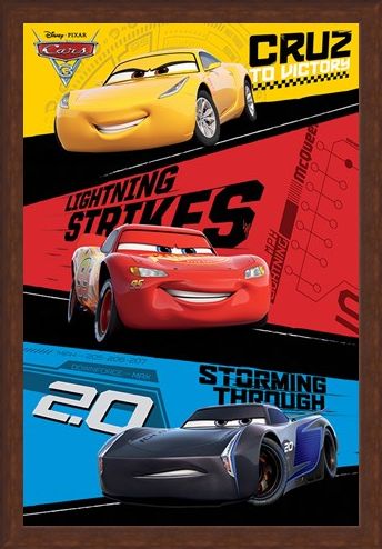 Framed Framed Red, Blue & Yellow Trio - Cars 3