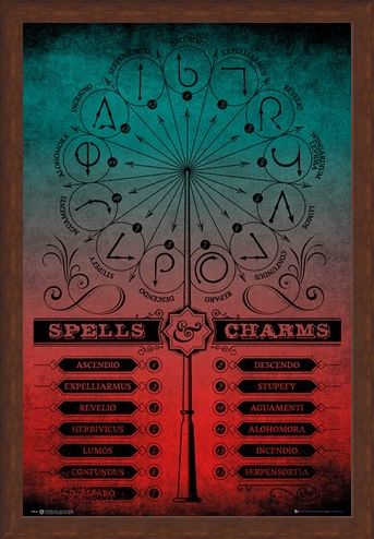 Framed Framed Spells And Charms - Harry Potter