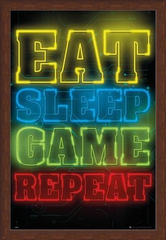 Framed Framed Eat Sleep Game Repeat - Gaming