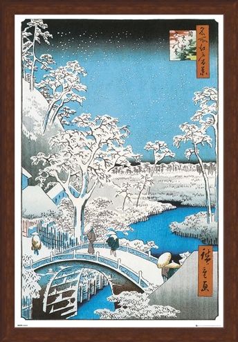 Framed Framed The Drum Bridge - Utagawa Hiroshige
