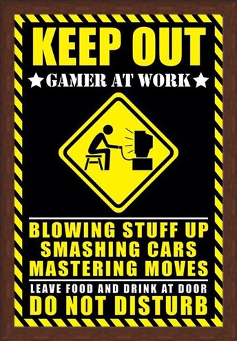 Framed Framed Gamer at Work - Warning Sign