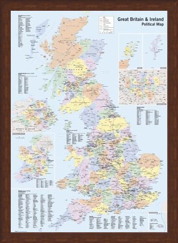 Framed Framed UK & Ireland - Political Map