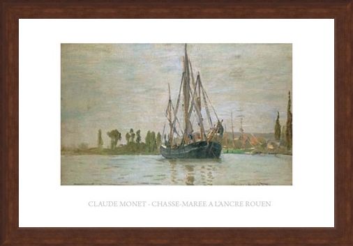 Framed Framed Chasse-Maree a L'ancre Rouen - Claude Monet