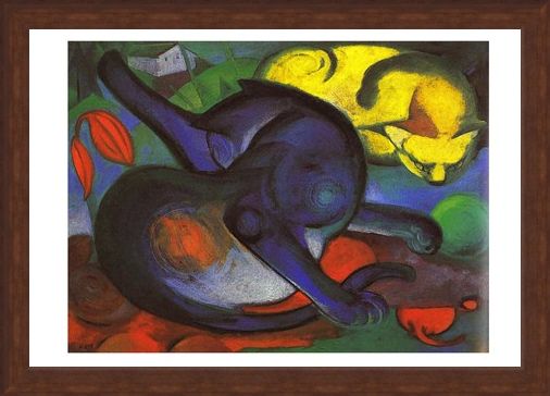 Framed Framed Two Cats - Franz Marc