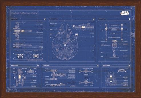 Framed Framed Rebel Alliance Fleet Blueprint - Star Wars