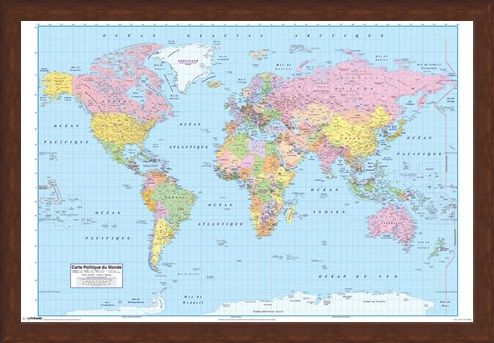 Framed Framed French World Map - Carte Politique du Monde