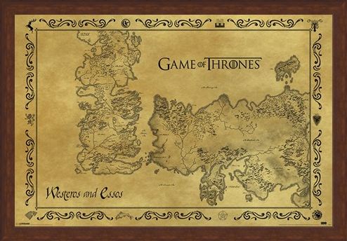 Framed Framed Antique Map - Game Of Thrones