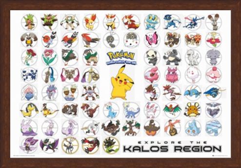 Framed Framed Pokemon Kalos Region - Gotta Catch Them All