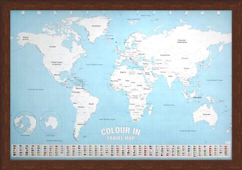 Framed Framed Colour In - World Map