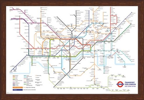 Framed Framed Underground Map - Transport For London