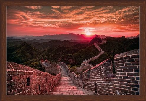 Framed Framed The Great Wall Of China Sunset - Travel