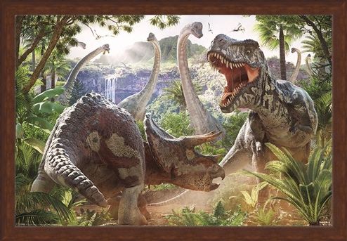 Framed Framed Dinosaur Battle - David Penfound