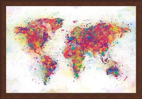 Framed Framed Colour Splash - World Map