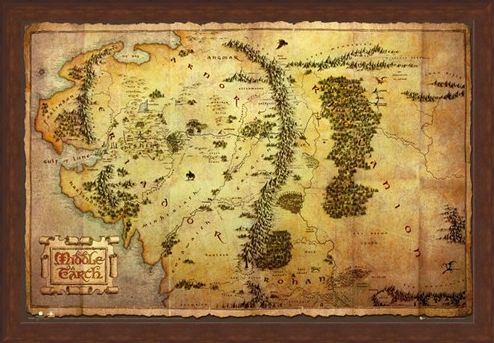 Framed Framed Map of Middle Earth - The Hobbit